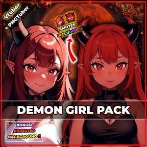 Ready to Use Vtuber, Red Haired Demon Girl PACK / Premade & Presetup model, PNGTUBER INCLUDED / Vtube Studio / Twitch / Commercial use