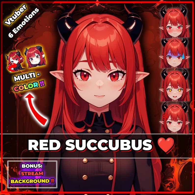 Ready to Use Vtuber, Red Succubus Demon Oni Girl / Premade & Presetup model, ready for streaming / Vtube Studio / Twitch / Commercial use