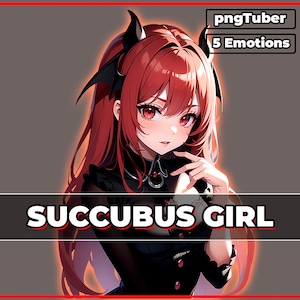 pngTuber, Succubus Girl 2d Vtuber / Premade & Presetup model with 5 expressions, ready for streaming / Veadotube / Twitch