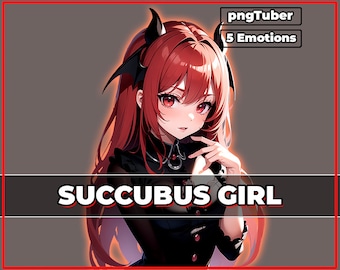 pngTuber, Succubus Girl 2d Vtuber / Modelo prediseñado y preconfigurado con 5 expresiones, listo para transmisión / Veadotube / Twitch