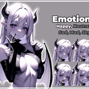 Ready to Use Vtuber, White Succubus Girl PACK / Premade & Presetup model, PNGTUBER INCLUDED / Vtube Studio / Twitch / Commercial use / Combo zdjęcie 7