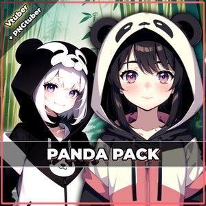 Ready to Use Vtuber, Panda Girl Vtuber & Panda Girl PngTuber Pack, ready for streaming / Vtube Studio / Twitch / Half Body / Commercial use