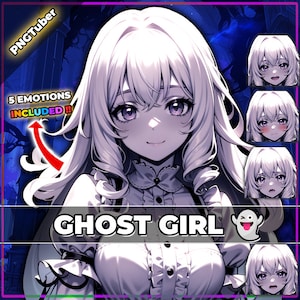 pngTuber, Phantom Ghost Girl 2d Vtuber / Premade & Presetup model with 5 expressions, ready for streaming / Veadotube / Twitch / Ready Use