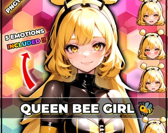 pngTuber, Queen Bee Girl 2d auf Vtuber / Vorgefertigtes & Presetup Model mit 5 Ausdrücken, bereit zum Streamen / Veadotube / Twitch / Ready To Use /