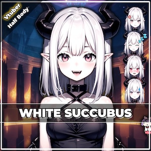 Vtuber pronto all'uso, White Succubus Oni Girl / Modello preconfezionato e preimpostato, pronto per lo streaming / Vtube Studio / Twitch / Uso commerciale