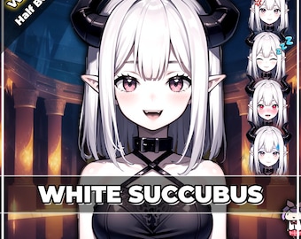 White Succubus Oni Girl Vtuber Model: Premade Vtube Studio Avatar