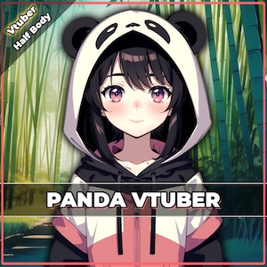 Ready to Use Vtuber, Panda Girl Vtuber / Premade & Presetup model, ready for streaming / Vtube Studio / Twitch / Half Body / Commercial use