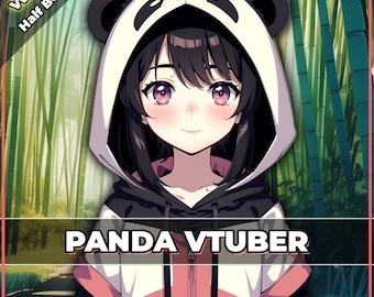 Färdiggjord pandaflicka Vtuber-modell: Rosa huvtröja, Vtube Studio