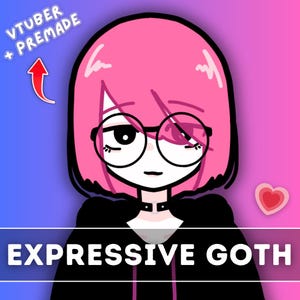 Ready to Use Vtuber, Customizable Goth / Premade & Presetup model, ready for streaming / Vtube Studio / Twitch / Commercial use / Full Rig