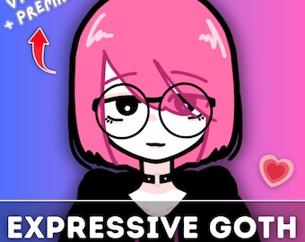 Vtuber listo para usar, Goth personalizable / Modelo prediseñado y preconfigurado, listo para transmisión / Vtube Studio / Twitch / Uso comercial / Plataforma completa