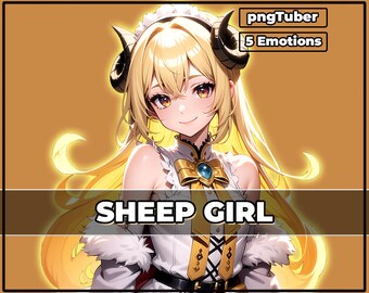 pngTuber, Sheep Girl 2d Vtuber / Modelo prefabricado y preconfigurado con 5 expresiones, listo para transmitir / Veadotube / Twitch