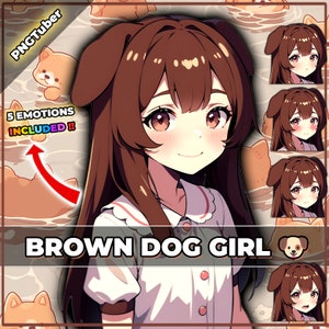 Brauner Welpe Hund PNGTuber Model: 5 Emotions (Veadotube)