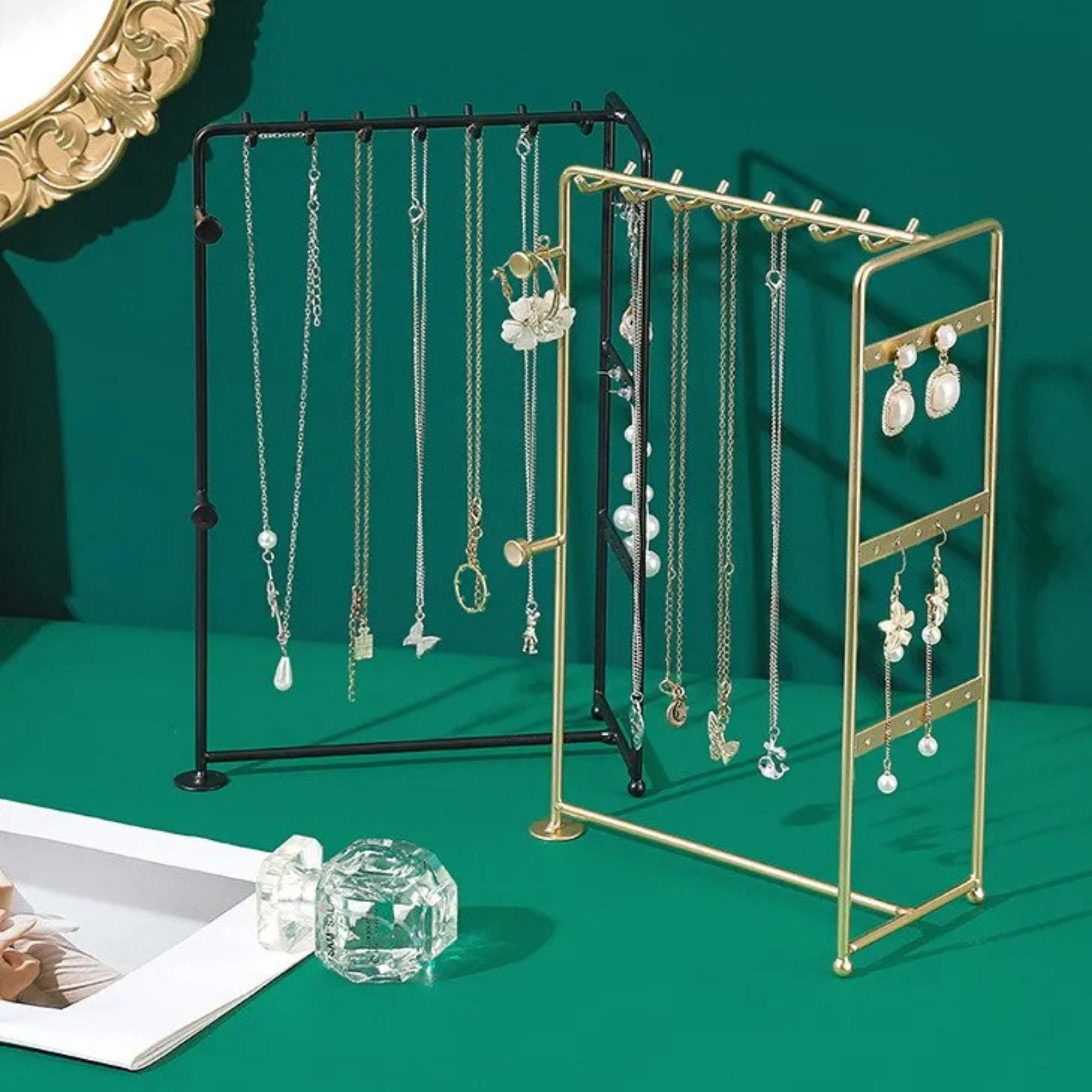 Cut Glass Beads Jewelry Holder Organizer Necklace Tree Stand