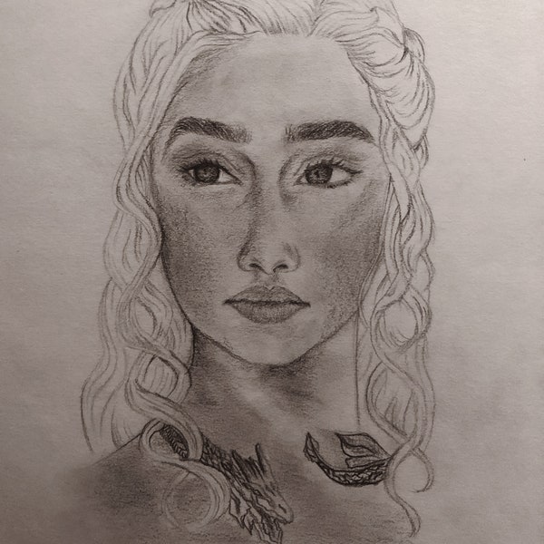 Freehand drawings, pencil and graphite drawings, Game of thrones draw, game of thrones drawing, Daenerys Targaryen Drawing.