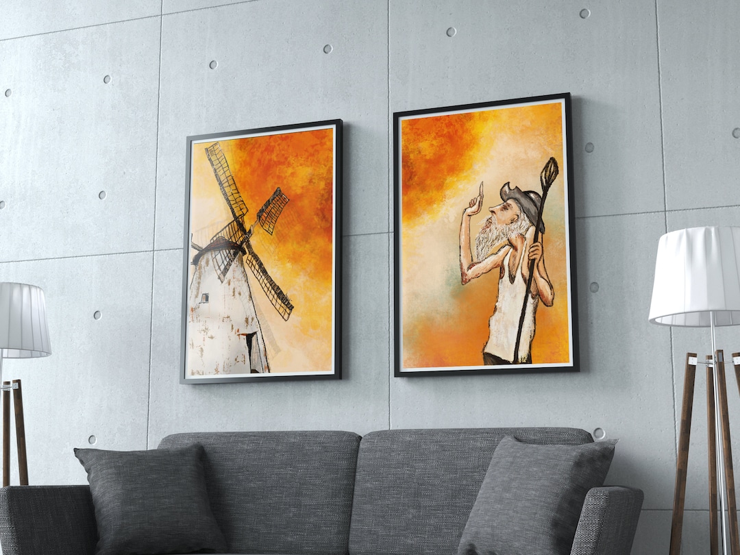 Don Quixote Painting Original Printable Wall Art Minimalist - Etsy