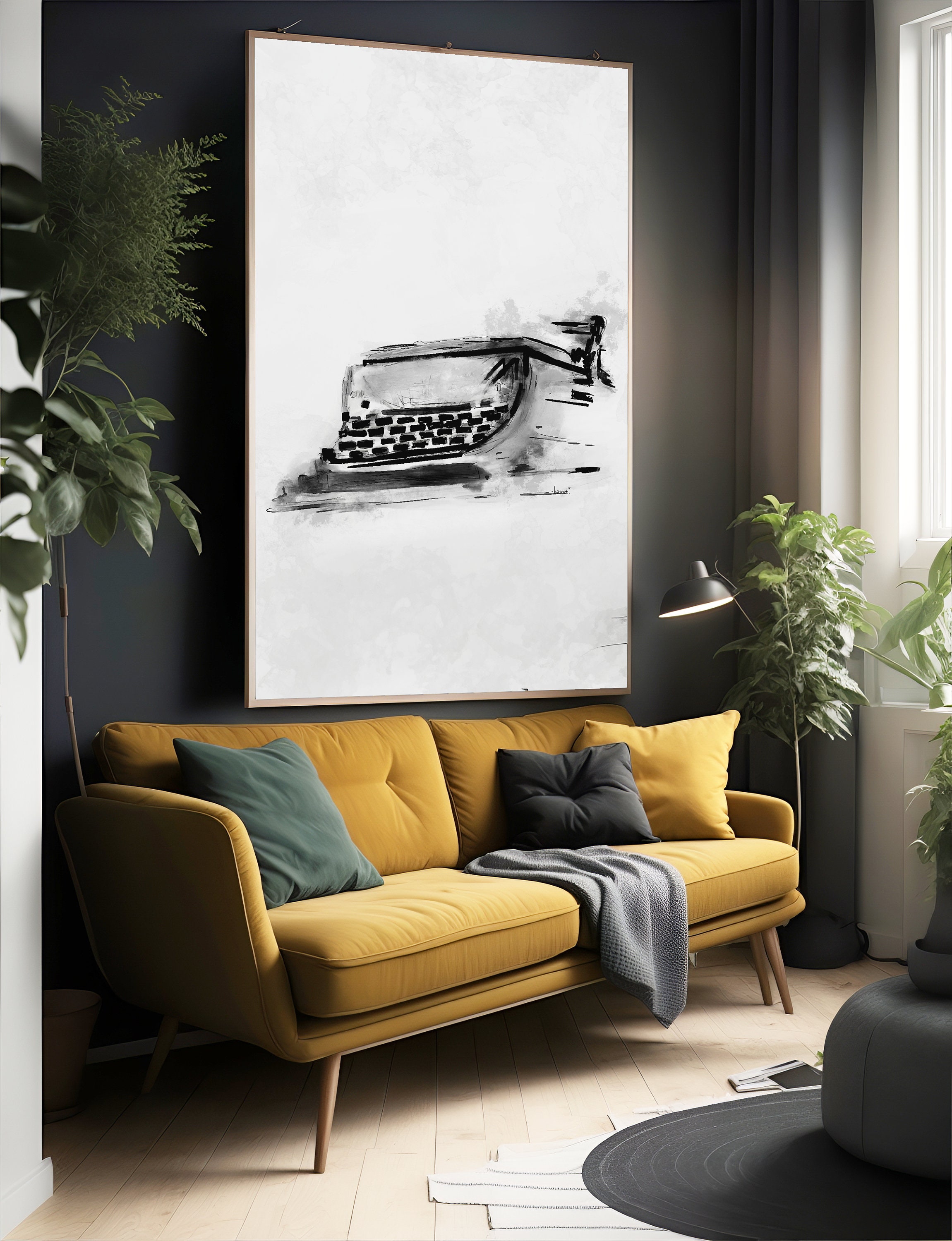 Watercolor Typewriter Printable Wall Art, High Quality Printable Black ...