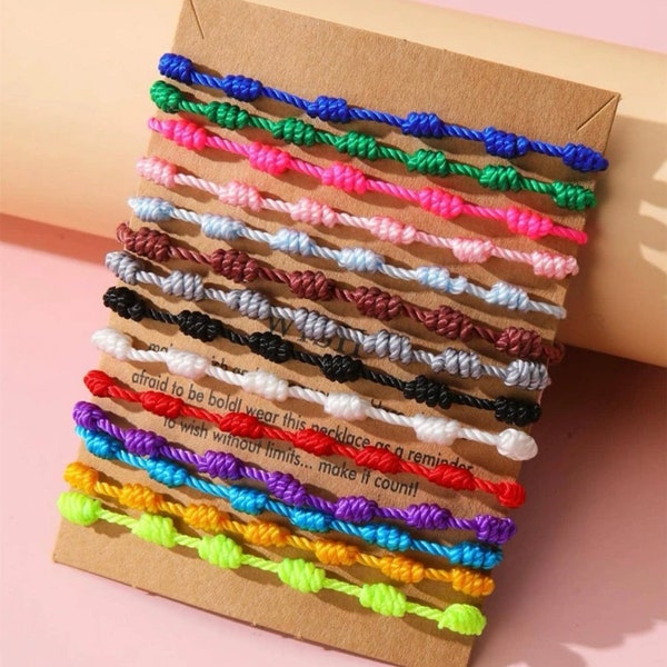 New 7 Knot Evil Eye Bracelet 6 Pack Blue Eye Paper Card Bracelet Braided Adjustable Bracelet