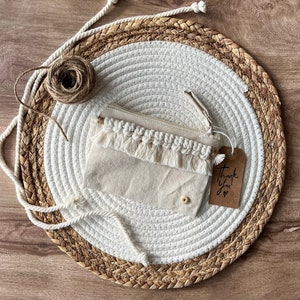 Macrame Pouch |Canvas Zipper Pouch| Zipper pouch | Small Storage pouch |Makeup Bag | Small pouch | Travel Bag | Best Friend Gift