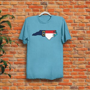 North Carolina Tee State Flag, State Silhouette Unisex Cotton T-Shirt