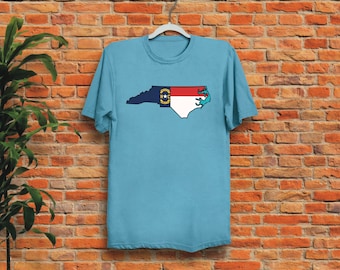 North Carolina Tee State Flag, State Silhouette Unisex Cotton T-Shirt