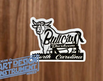 Bull City Sticker Durham North Carolina Waterproof Vinyl Sticker Black/White