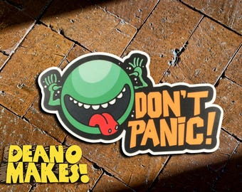 Don’t Panic Sticker Hitchhiker’s Guide to the Galaxy Waterproof Vinyl Sticker- Pop Culture - H2G2