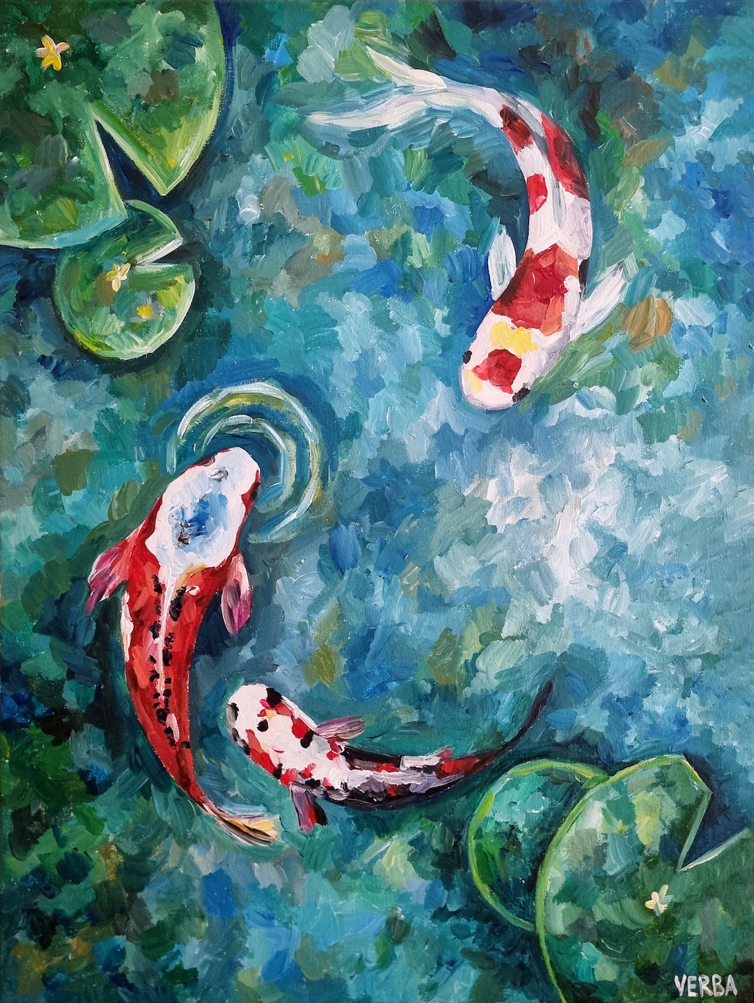 Japanese Koi Fish Acrylic Painting Etsy Japanese Koi Fish Acrylic Painting Etsy