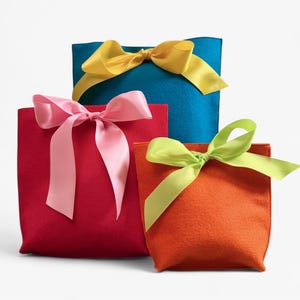 Reusable Felt Gift Bag | Eco-Friendly Satin Ribbon Wrap