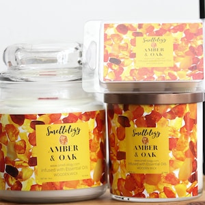 Amber & Oak, Wooden Wick Coconut Candle, Refreshing Scented Candle