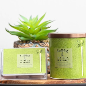 Matcha Surprise, Wooden Wick Coconut Candle, Refreshing/Clean Scented Candle
