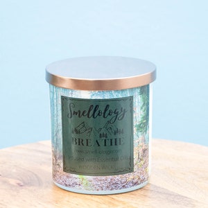 Breathe,  Wooden Wick Coconut Candle, Refreshing/Clean/Herbal Scented Candle, Stocking Stuffers, Birthday Gift, Christmas Gift, Winter Scent