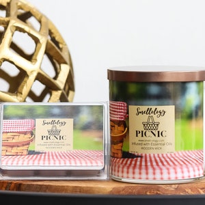 Picnic, Wooden Wick Coconut Candle, Refreshing/Clean/Fruity Scented Candle