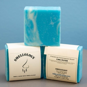 Cool Water Soap Bar - Moisturizing Handmade Organic Soap Shea Butter - Christmas Gift, Gifts for Him, Stocking Stuffers, Birthday Gift