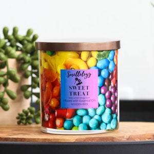Sweet Treats,  Wooden Wick Coconut Candle, Citrus/Fruity/Clean Scented Candle