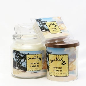 Tropical Paradise,  Wooden Wick Coconut Candle, Clean Scented Candle, Stocking Stuffers, Birthday Gift, Christmas Gift, Beach Scent