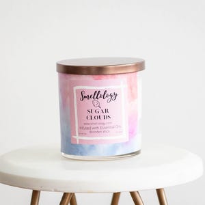 Sugar Clouds | Sweet Coconut Wax Scented Candle | Raspberry, Citrus & Sea Salt| Handmade Candle | Long Lasting Candle | Cotton Candle Candle