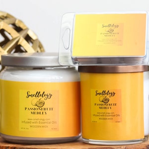 Passionfruit Medley, Wooden Wick Coconut Candle, Refreshing/Clean/Fruity Scented Candle