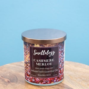 Cashmere Merlot,  Wooden Wick Coconut Candle, Refreshing/Citrus/Clean Scented Candle