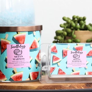 Melon Madness, Wooden Wick Coconut Candle, Refreshing/Clean/Citrus Scented Candle