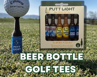 Tés de golf bouteille de bière - Cadeau de golf pour homme ou femme - T-shirt de golf pratiquement incassable - Idéal pour la fête des pères et les cadeaux d'anniversaire - Célibataire