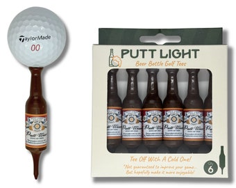 Tés de golf avec bouteille de bière Puttwiser - Cadeau de Noël de golf pour homme ou femme - T-shirt de golf pratiquement incassable - Idéal pour les cadeaux d'anniversaire