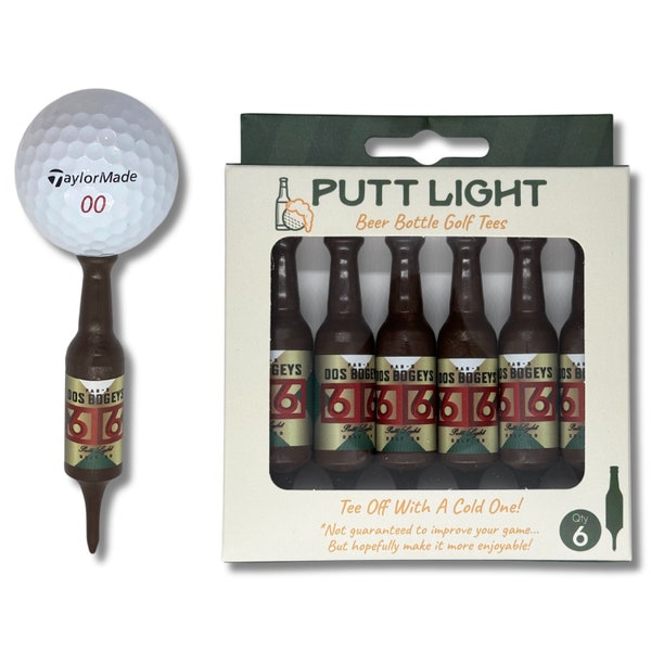 Dos Bogeys Beer Bottle Golf Tees - Christmas Golf Gift For Man or Woman - Virtually Unbreakable Golf Tee - Great for Birthday Presents