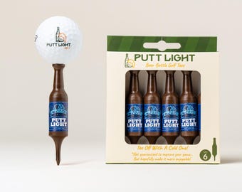 Tee da golf a forma di bottiglia di birra, luce per il putt, tee da golf in plastica infrangibile, regalo originale