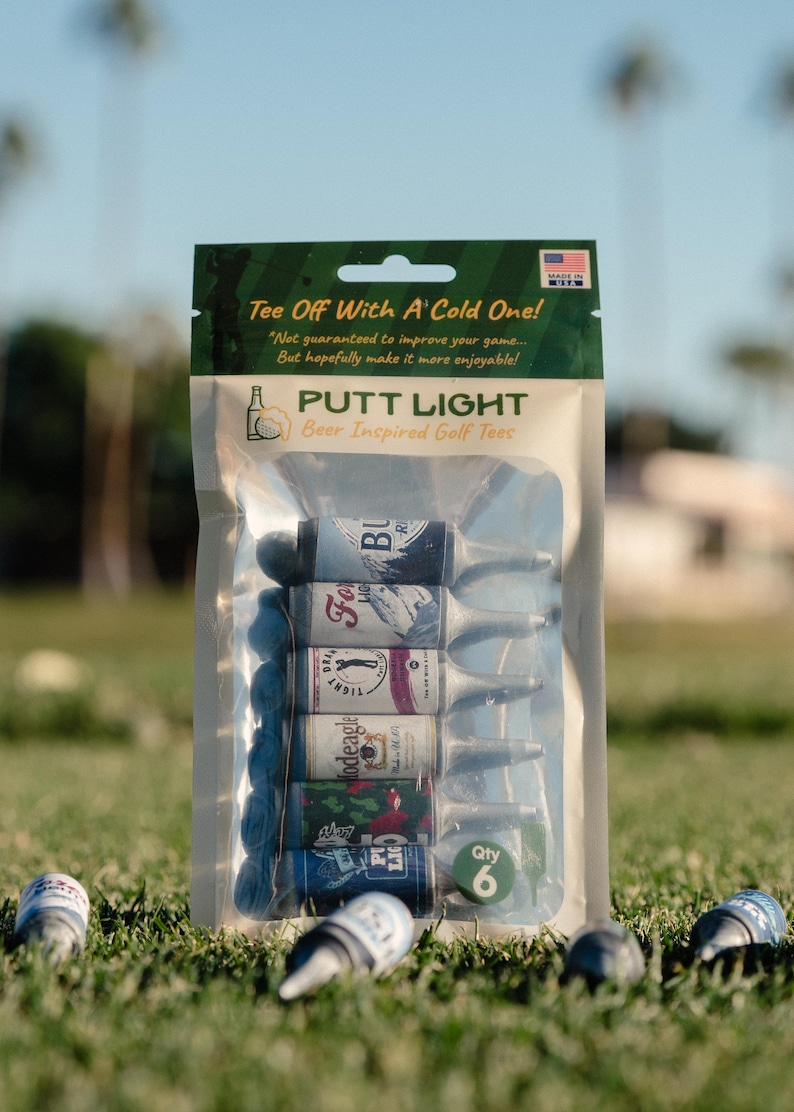 Set di tee da golf a forma di lattina di birra - Idee regalo natalizie a tema golf, regali divertenti per uomini, regalo per il Secret Santa, accessori da golf originali immagine 13