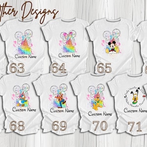 Pu&ograve; includere: Dodici magliette bianche con diversi disegni di personaggi Disney. I disegni includono Topolino, Minnie Mouse, Paperino, Pippo e Pluto. Le magliette sono numerate da 62 a 72.