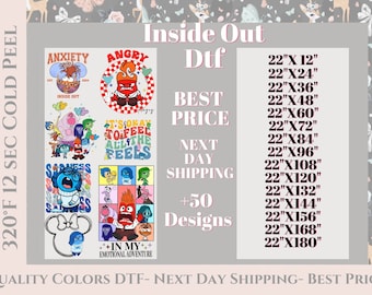 Inside Out Dtf Gang Sheet, Inside Out Ready To Press, Personalized Inside Out Dtf, Disney Dtf Gang Sheet, Disney Hot Press