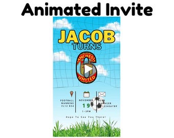 Football Soccer animated birthday party invite FIFA eFootball FC