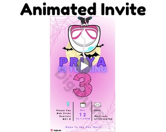 Ghost Spider, Gwen Spidey, Spidey and His Amazing Friends digital invitation, Ghost Spider Animated Invite, Ghost Spider Birthday Party