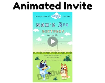 Bluey Bingo dancing digital invitations evite, Bluey mobile invite, Bluey birthday