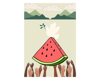 Palestine Watermelon United Hope A3 Poster